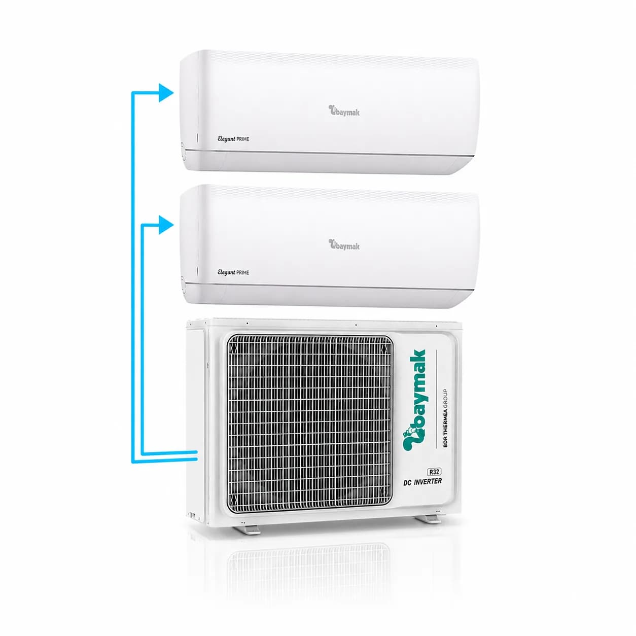 BAYMAK ELEGANT PRIME MULTI DUVAR TİPİ SPLİT KLİMA, İÇ ÜNİTE 12 + 12 , DIŞ ÜNİTE 21 (1X3) 3 GİRİŞLİ (MONTAJ DAHİLDİR)